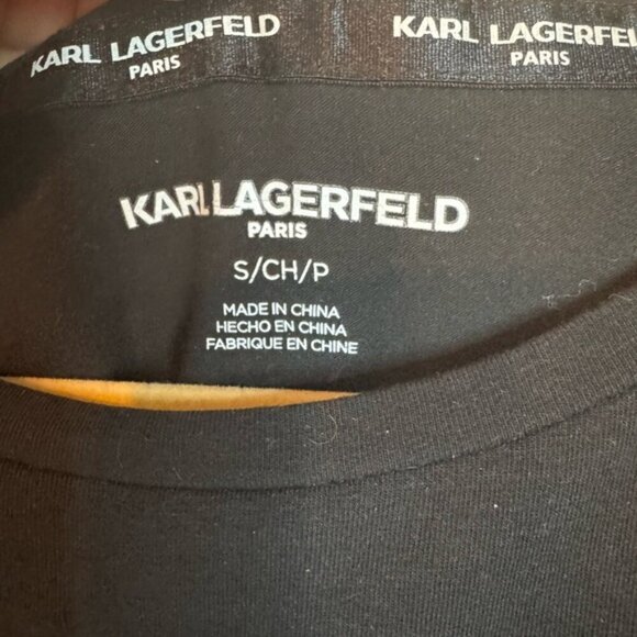 Karl Lagerfeld Black & White Graphic T-Shirt | Size Small - Picture 6 of 7